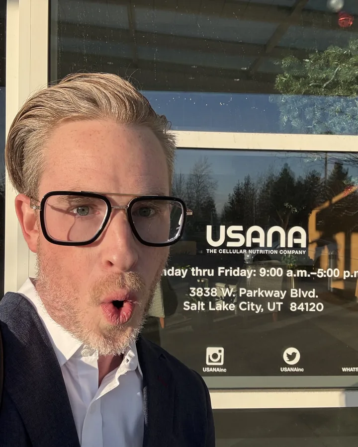 Adam outside USANA's headquarters
